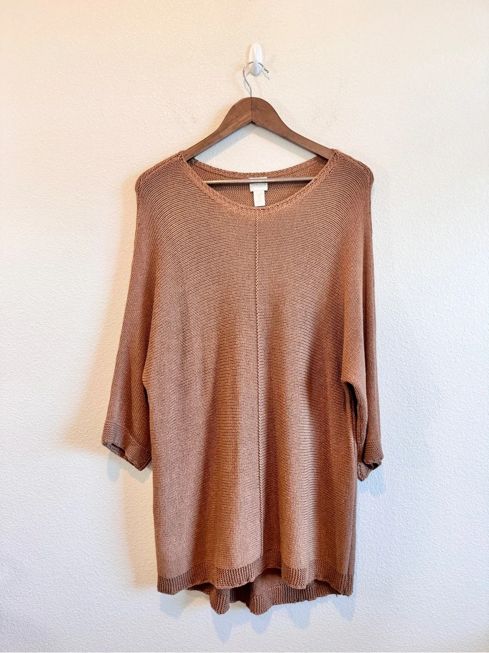 Chicos Coastal Grandmacore Oversized Knit Tunic Sweater Boho XXL Plus Size 4 E76